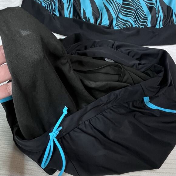 Modlily Patchwork Geometric Print Cyan Tankini Set Women’s size XL NWOT - Picture 5 of 12